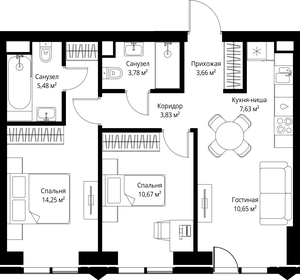 Квартира 60 м², 2-комнатная - изображение 2