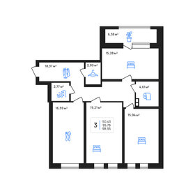 Квартира 99 м², 3-комнатная - изображение 1