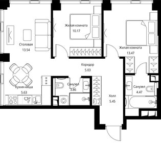 Квартира 61,6 м², 2-комнатная - изображение 2