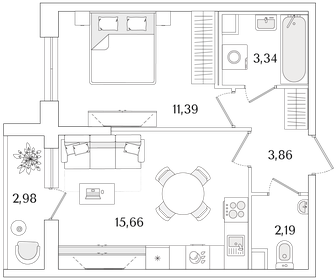 Квартира 37,9 м², 1-комнатная - изображение 1