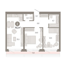 Квартира 70,1 м², 2-комнатная - изображение 3