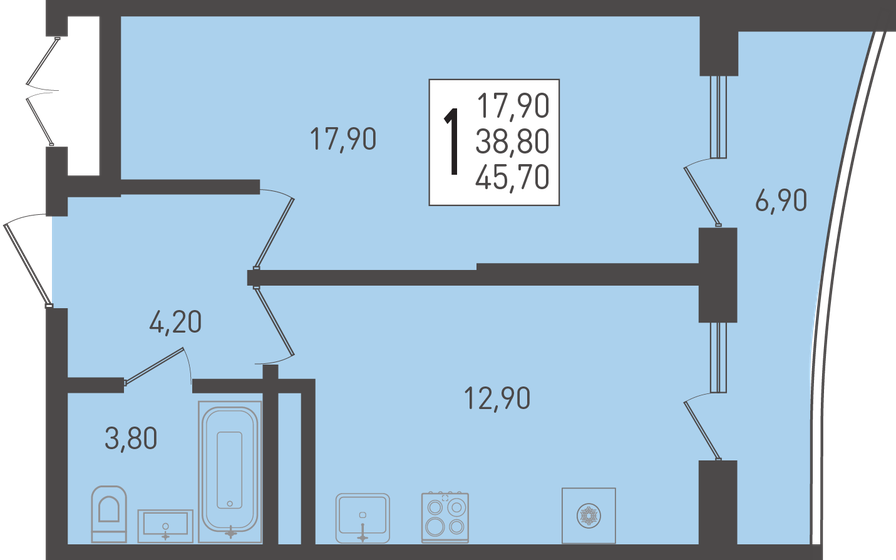 45,6 м², 1-комнатная квартира 5 900 000 ₽ - изображение 95