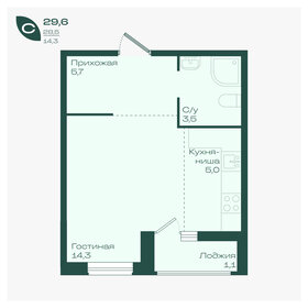 Квартира 29,6 м², студия - изображение 1