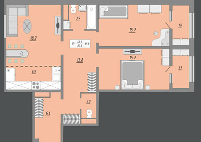 Квартира 87 м², 3-комнатная - изображение 1