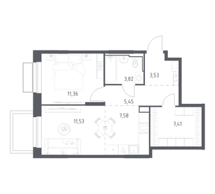 Квартира 50,7 м², 1-комнатная - изображение 1
