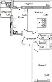 Квартира 70,4 м², 2-комнатная - изображение 1