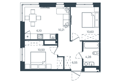 Квартира 48,2 м², 2-комнатная - изображение 1