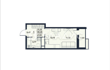 Квартира 27,9 м², студия - изображение 1