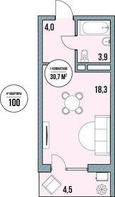Квартира 30,7 м², студия - изображение 2
