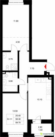 Квартира 59,7 м², 2-комнатная - изображение 1
