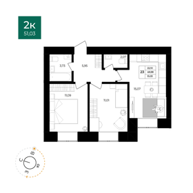 Квартира 51 м², 2-комнатная - изображение 1