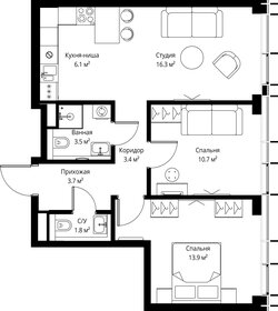 Квартира 59,4 м², 2-комнатная - изображение 2