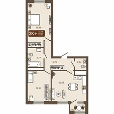 Квартира 69,8 м², 2-комнатная - изображение 2
