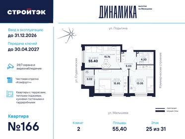 Квартира 55,4 м², 2-комнатная - изображение 1