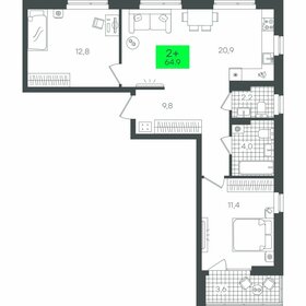 Квартира 65 м², 2-комнатная - изображение 1