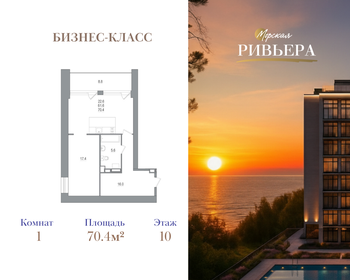 Квартира 70,4 м², 1-комнатные - изображение 1