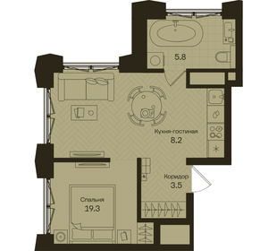 Квартира 36,8 м², 1-комнатная - изображение 1