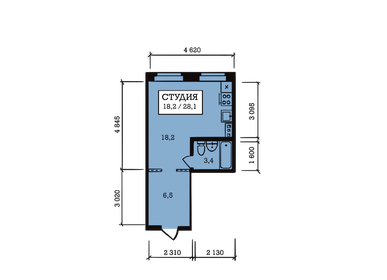 Квартира 28,1 м², студия - изображение 1