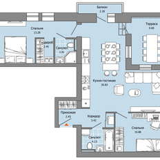 Квартира 74 м², 2-комнатная - изображение 2
