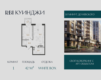 Квартира 42 м², 1-комнатная - изображение 1