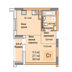 Квартира 28,4 м², студия - изображение 1