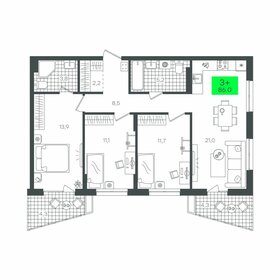 Квартира 86 м², 3-комнатная - изображение 1