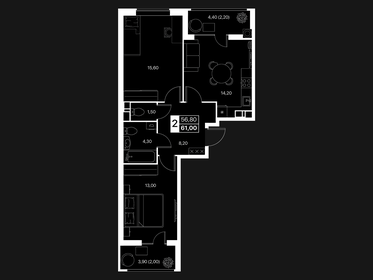 Квартира 61 м², 2-комнатная - изображение 1