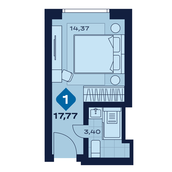 40,8 м², 1-комнатная квартира 4 600 000 ₽ - изображение 63