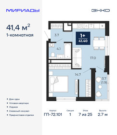 Квартира 41,4 м², 1-комнатная - изображение 1