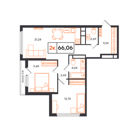 Квартира 66,1 м², 2-комнатная - изображение 1