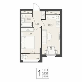 Квартира 34,5 м², 1-комнатная - изображение 1