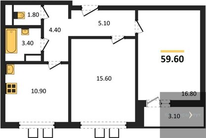 Квартира 59,6 м², 2-комнатная - изображение 1