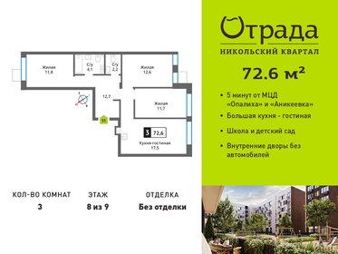 Квартира 72,6 м², 3-комнатная - изображение 1