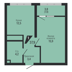 Квартира 37,9 м², 1-комнатная - изображение 2
