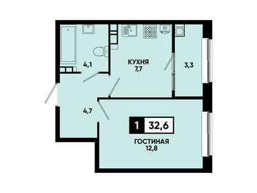 Квартира 32,6 м², 1-комнатная - изображение 1
