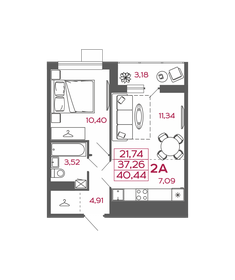 Квартира 40,4 м², 2-комнатная - изображение 1