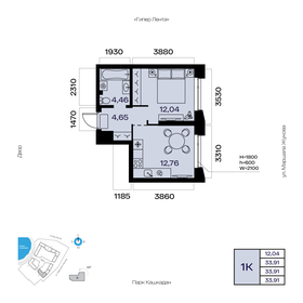 Квартира 33,9 м², 1-комнатная - изображение 1
