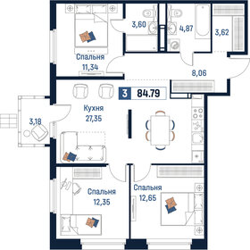 Квартира 84,8 м², 3-комнатная - изображение 1