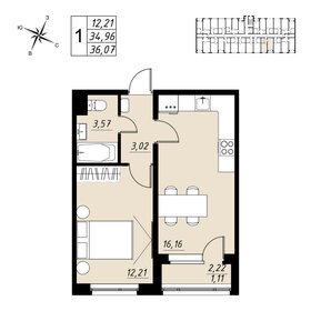 Квартира 36,1 м², 1-комнатная - изображение 1