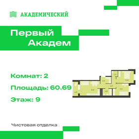 Квартира 60,7 м², 2-комнатная - изображение 1