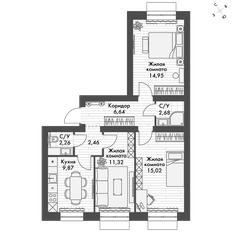 Квартира 65,2 м², 3-комнатная - изображение 2