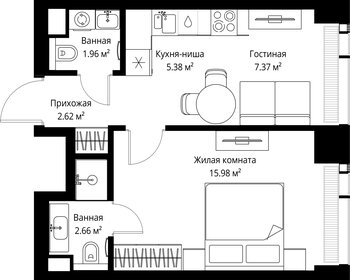 Квартира 36 м², 1-комнатная - изображение 2