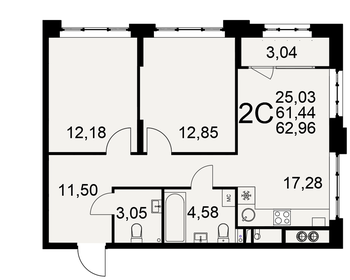 Квартира 63 м², 2-комнатная - изображение 1