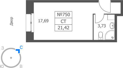 Квартира 21,4 м², студия - изображение 1