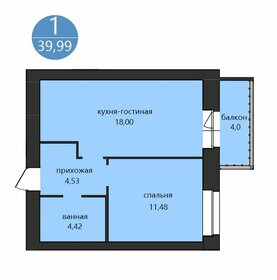 Квартира 40 м², 1-комнатная - изображение 1