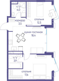 Квартира 59,8 м², 2-комнатная - изображение 2
