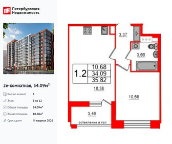 Квартира 34,1 м², 1-комнатная - изображение 1