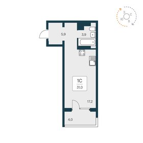 Квартира 31 м², студия - изображение 1