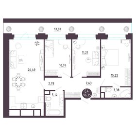 Квартира 96,4 м², 3-комнатная - изображение 1