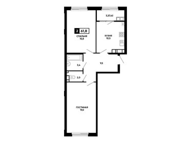 Квартира 61,8 м², 2-комнатная - изображение 1